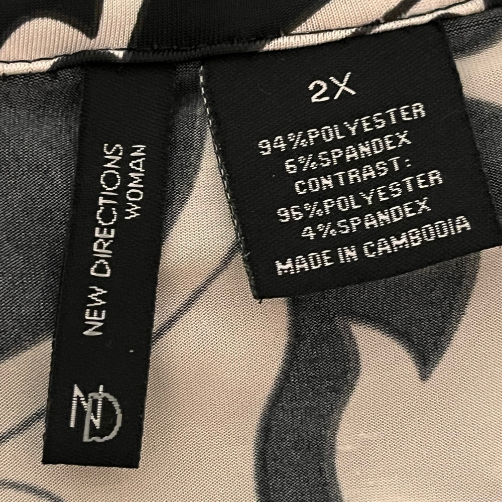 New Directions Blouse Size 2X Black /White - Picture 9 of 10